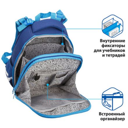 Ранец BRAUBERG PREMIUM, 2 отделения, с брелком, Techno, 38х29х16 см, 227812