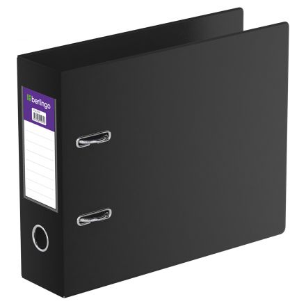 Папка-регистратор Berlingo, 70мм, А5, горизонтальная, ПВХ, с карманом на корешке, черная Папка-регистратор Berlingo, 70мм, А5, горизонтальная, ПВХ, с карманом на корешке, черная