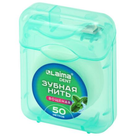 Зубная нить вощеная 50 м, мягкая забота о деснах, ВКУС МЯТЫ, LAIMA DENT, 609413