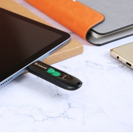 Флеш-диск 128 GB TRANSCEND JetFlash 790C, разъем USB Type-С, черный/зеленый, TS128GJF790C