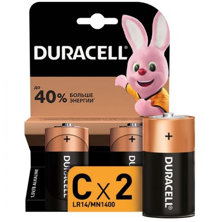 Батарейки Duracell Basic C (2 штуки в упаковке)