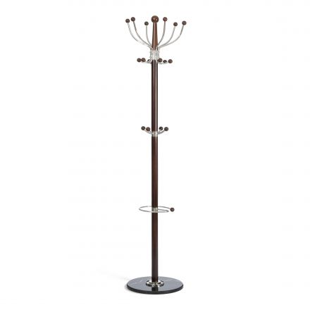 Вешалка Hanami (mod. GH-8617) дерево/хром/мрамор, 37 x 37 x 175 см, Black (Черный) / Walnut (Орех)