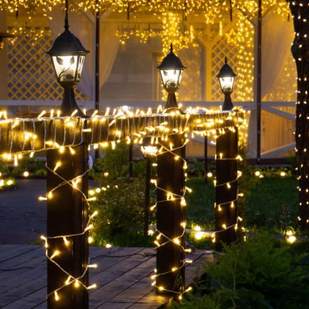 Гирлянда 'Нить' 10 м 200LED  теплый белый с эффектом мерцания 305-296