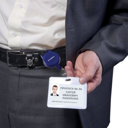 Держатель-рулетка для бейджей, 70 см, петелька, с синей лентой 45 см, синий, BRAUBERG, 235724 Держатель-рулетка для бейджей, 70 см, петелька, с синей лентой 45 см, синий, BRAUBERG, 235724