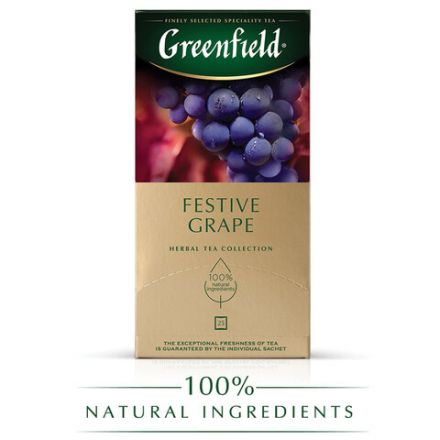 Чай GREENFIELD "Festive Grape" фруктовый, 25 пакетиков в конвертах по 2 г, 0522-10 Чай GREENFIELD "Festive Grape" фруктовый, 25 пакетиков в конвертах по 2 г, 0522-10