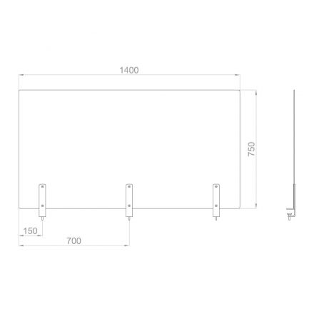Экран BSL_защитный на 3 струбцины, акрил 1400x750x4 мм