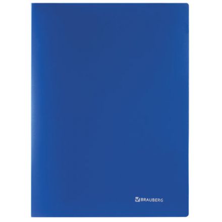Папка на 2 кольцах BRAUBERG "Office", 21 мм, синяя, до 120 листов, 0,5 мм, 221611