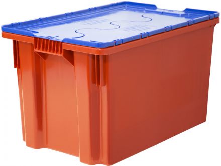 Ящик п/э 600х400х350 сплошной, Safe PRO цв. красный с синей крышкой