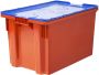 Ящик п/э 600х400х350 сплошной, Safe PRO цв. красный с синей крышкой