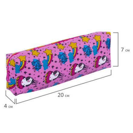 Пенал-косметичка ПИФАГОР, мягкий, "UNICORN", прямоугольный, 20х7х4 см, 229265 Пенал-косметичка ПИФАГОР, мягкий, "UNICORN", прямоугольный, 20х7х4 см, 229265
