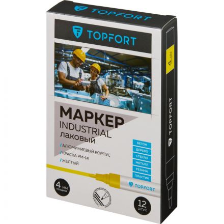 Маркер лаковый TOPFORT Industrial 4 мм желтый