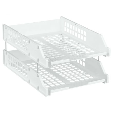 Лоток для бумаг горизонтальный СТАММ "Strong", набор 2шт., на метал. стержнях, белый Лоток для бумаг горизонтальный СТАММ "Strong", набор 2шт., на метал. стержнях, белый