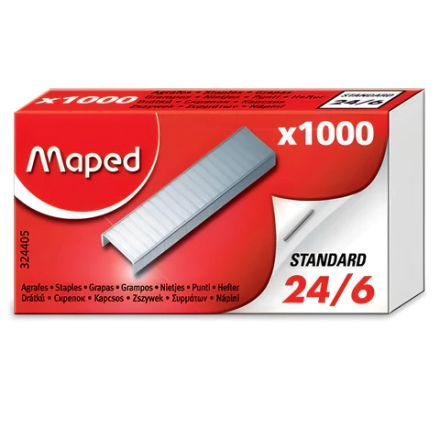 Скобы для степлера №24/6, 1000 штук, MAPED (Франция), до 20 листов, 324405 Скобы для степлера №24/6, 1000 штук, MAPED (Франция), до 20 листов, 324405