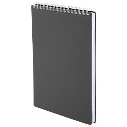 Блокнот А5, 80 л., силиконовый гребень, обложка пластик, клетка, BRAUBERG, серый, 117562