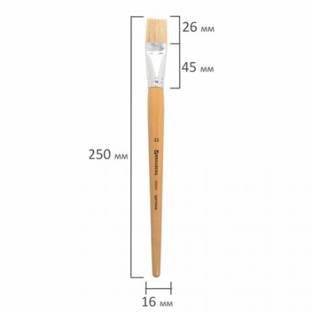 Кисть BRAUBERG, щетина, плоская, № 22, 200207