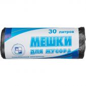 Мешки для мусора на 30 л черные с оттенком металлик (ПНД, 10 мкм, в рулоне 25 шт, 50х60 см) СПб