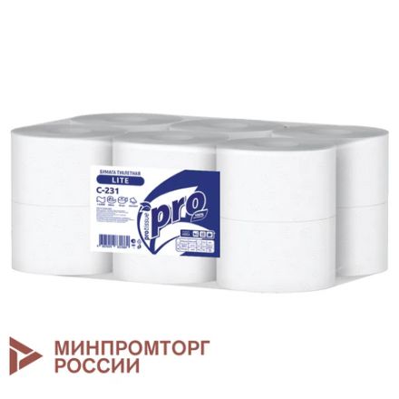 Бумага туалетная 200 метров, PROtissue (T2) LITE, 1-слойная, белая, КОМПЛЕКТ 12 рулонов, С231 Бумага туалетная 200 метров, PROtissue (T2) LITE, 1-слойная, белая, КОМПЛЕКТ 12 рулонов, С231