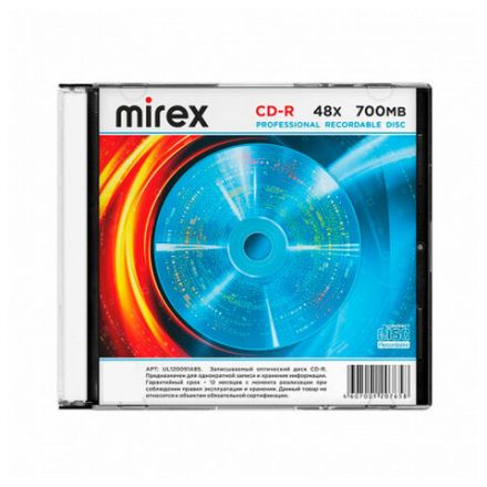 Диск CD-R MIREX, 700 Мб, 48x, Slim Case, КОМПЛЕКТ 5 шт., UL120051A8F Диск CD-R MIREX, 700 Мб, 48x, Slim Case, КОМПЛЕКТ 5 шт., UL120051A8F