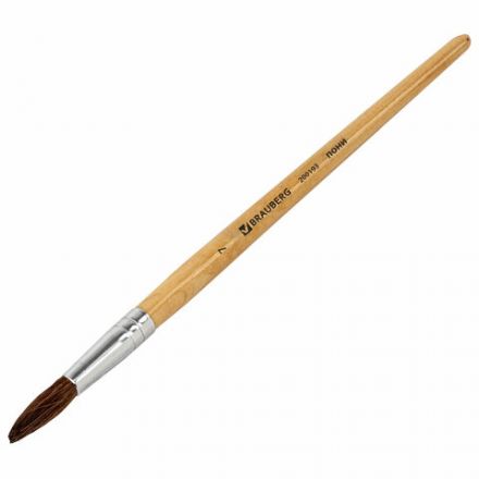 Кисть BRAUBERG, пони, круглая, № 7, 200193 Кисть BRAUBERG, пони, круглая, № 7, 200193