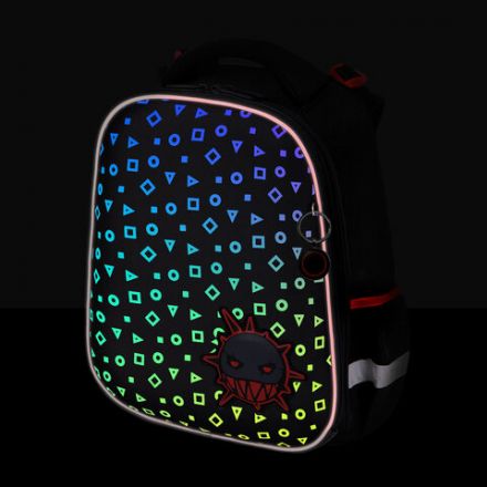 Ранец BRAUBERG LUMINOUS, 2 отделения, с брелоком, "Danger", СВЕТЯЩИЙСЯ РИСУНОК, 38х29х16 см, 272069