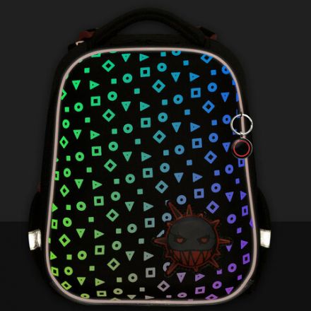 Ранец BRAUBERG LUMINOUS, 2 отделения, с брелоком, "Danger", СВЕТЯЩИЙСЯ РИСУНОК, 38х29х16 см, 272069
