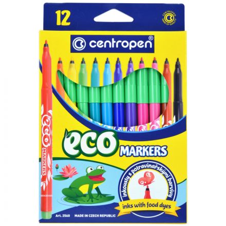 Фломастеры Centropen "ECO Markers", 12цв., трехгранные, смываемые, картон., европодвес Фломастеры Centropen "ECO Markers", 12цв., трехгранные, смываемые, картон., европодвес