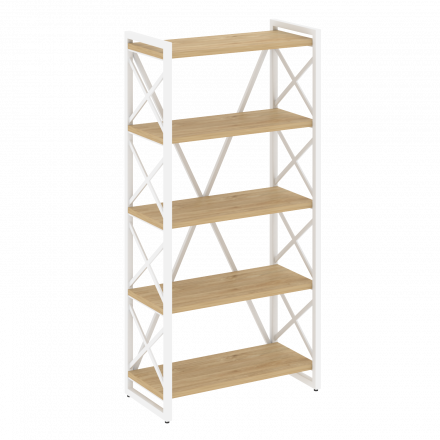 Loft Стеллаж на регулируемых опорах-5 полок VR.L-MST.O-5.8 Тиквуд светлый/Белый металл 800*400*1650 Loft Стеллаж на регулируемых опорах-5 полок VR.L-MST.O-5.8 Тиквуд светлый/Белый металл 800*400*1650