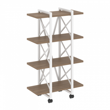 Loft Стеллаж на колесных опорах-4 полки VR.L-MST.K-4.4V Дуб аризона/Белый металл 800*400*1334