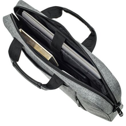 Сумка портфель BRAUBERG OFFICE с отделением для ноутбука 17,3", светло-серый меланж, 34х44х6 см, 272613