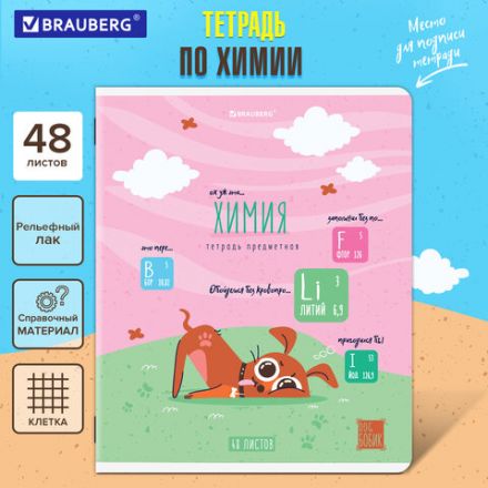 Тетрадь предметная DOG БОБИК 48 л., TWIN-лак, ХИМИЯ, клетка, подсказ, BRAUBERG, 404793 Тетрадь предметная DOG БОБИК 48 л., TWIN-лак, ХИМИЯ, клетка, подсказ, BRAUBERG, 404793