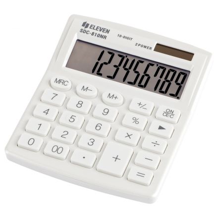 Калькулятор настольный Eleven SDC-810NR-WH, 10 разрядов, двойное питание, 127*105*21мм, белый Калькулятор настольный Eleven SDC-810NR-WH, 10 разрядов, двойное питание, 127*105*21мм, белый