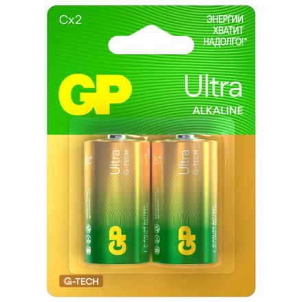 Батарейки КОМПЛЕКТ 2 шт., GP Ultra G-Tech, С (LR14, 14А), алкалиновые, блистер, 14AU-2CR2 Батарейки КОМПЛЕКТ 2 шт., GP Ultra G-Tech, С (LR14, 14А), алкалиновые, блистер, 14AU-2CR2