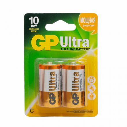 Батарейки КОМПЛЕКТ 2 шт., GP Ultra G-Tech, С (LR14, 14А), алкалиновые, блистер, 14AU-2CR2 Батарейки КОМПЛЕКТ 2 шт., GP Ultra G-Tech, С (LR14, 14А), алкалиновые, блистер, 14AU-2CR2