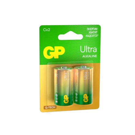 Батарейки КОМПЛЕКТ 2 шт., GP Ultra G-Tech, С (LR14, 14А), алкалиновые, блистер, 14AU-2CR2