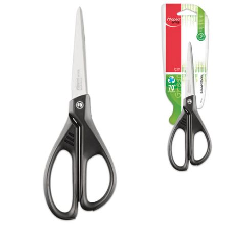 Ножницы MAPED (Франция) "Essentials Green", 210 мм, черные, эргономичные ручки, картонная упаковка с европодвесом, 468110 Ножницы MAPED (Франция) "Essentials Green", 210 мм, черные, эргономичные ручки, картонная упаковка с европодвесом, 468110