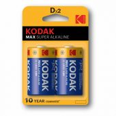 Батарейки алкалиновые КОМПЛЕКТ 2 шт., KODAK Max Super Alkaline, D (LR20, 13А), блистер, Б0005129 Батарейки алкалиновые КОМПЛЕКТ 2 шт., KODAK Max Super Alkaline, D (LR20, 13А), блистер, Б0005129