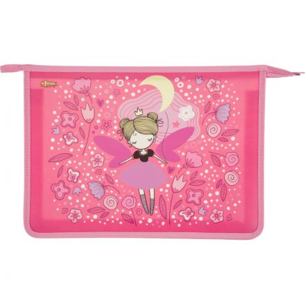 Папка для тетрадей №1School Фея А4 на молнии,пластик,ПТ-813