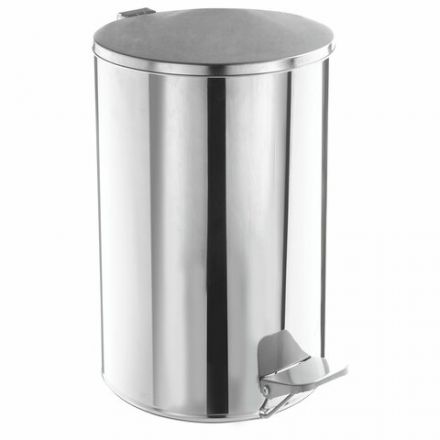 Ведро мусорное с педалью 10 литров, УСИЛЕННОЕ, кольцо под мешок, хром, нержавеющая сталь, ТИТАН Ведро мусорное с педалью 10 литров, УСИЛЕННОЕ, кольцо под мешок, хром, нержавеющая сталь, ТИТАН