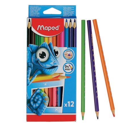 Карандаши цветные MAPED (Франция) "Pulse", 12 цветов, трехгранные, 862702 Карандаши цветные MAPED (Франция) "Pulse", 12 цветов, трехгранные, 862702