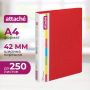 Папка на 2-х кольцах Attache 42 мм красная до 250 листов (пластик 0.7 мм)