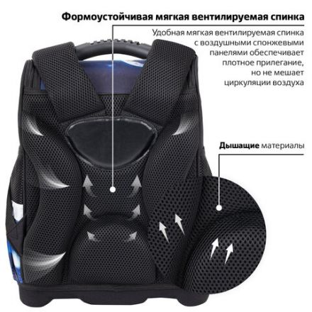 Ранец ЮНЛАНДИЯ WISE, 1 отделение, 3 кармана, устойчивое дно, Space driver, 37х29х15 см, 273163