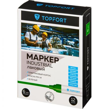 Маркер лаковый TOPFORT Industrial 6 мм зеленый