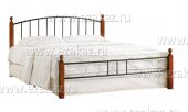 Кровать AT-915, дерево гевея/металл, 160*200 см (Queen bed), красный дуб/черный