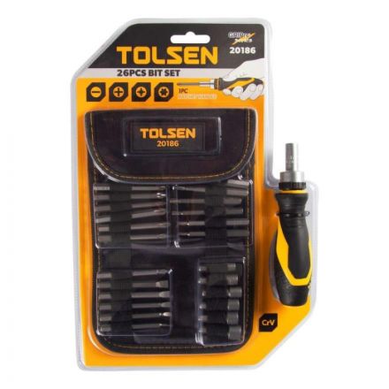 Набор бит 1/4, PH, PZ, Hex, Torx, Slotted, 26 предметов TOLSEN