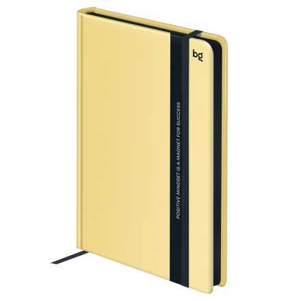 Ежедневник недатированный А5, 136л., 7БЦ, BG "Монохром", желтый, soft touch, с резинкой