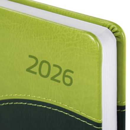 Ежедневник датированный 2026 А5 138x213 мм, BRAUBERG "Bond", под кожу, зеленый/салатовый, 117043