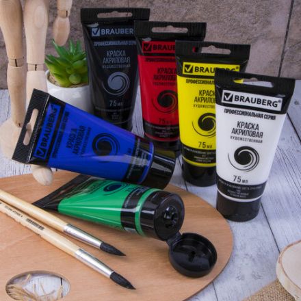 Краски акриловые художественные BRAUBERG ART CLASSIC, НАБОР 6 цветов по 75 мл, в тубах, 191121 Краски акриловые художественные BRAUBERG ART CLASSIC, НАБОР 6 цветов по 75 мл, в тубах, 191121