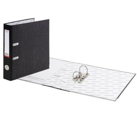 Папка-регистратор ОФИСМАГ, фактура стандарт, с мраморным покрытием, 50 мм, черный корешок, 222096