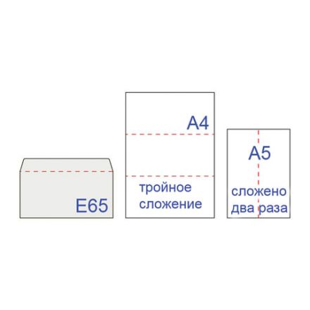Конверты Е65 (110х220 мм), клей, "Куда-Кому", 80 г/м2, КОМПЛЕКТ 1000 шт., 00083