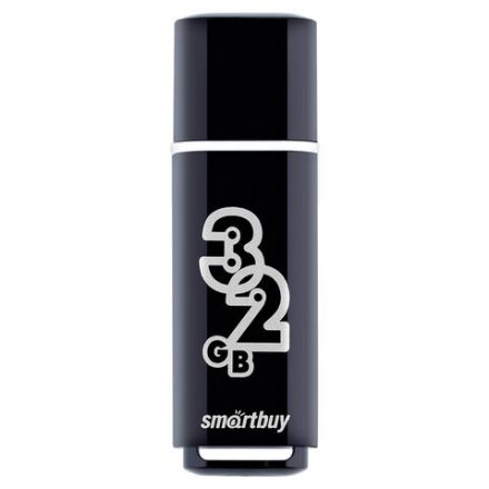 Флеш-диск 32 GB, SMARTBUY Glossy, USB 2.0, черный, SB32GBGS-K